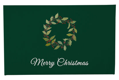 Merry Christmas Holly Christmas Wreath Outdoor Door Mat