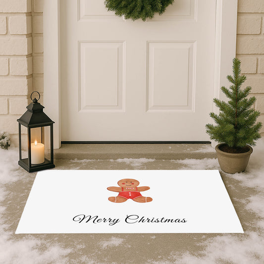 Merry Christmas Gingerbread Man Outdoor Door Mat