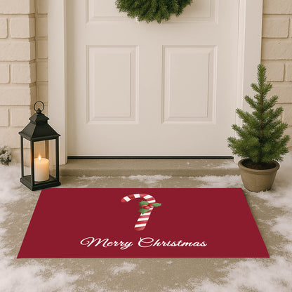 Merry Christmas Candy Cane Outdoor Door Mat