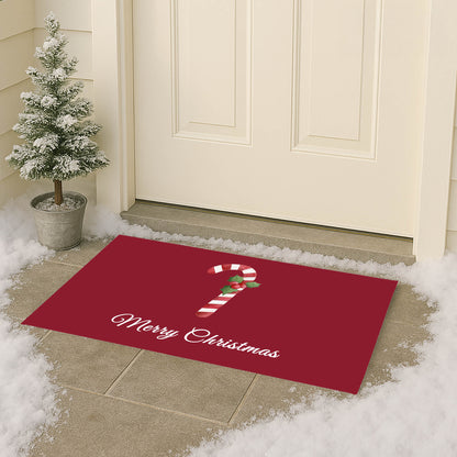 Merry Christmas Candy Cane Outdoor Door Mat