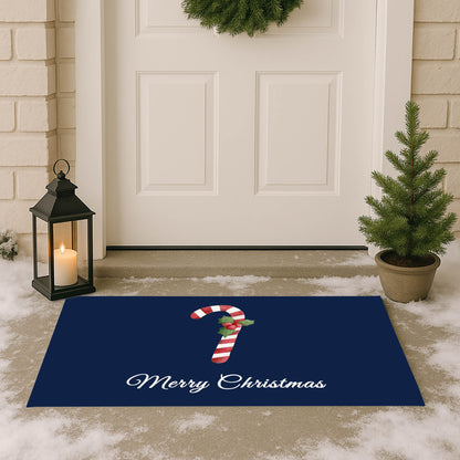 Merry Christmas Candy Cane Outdoor Door Mat