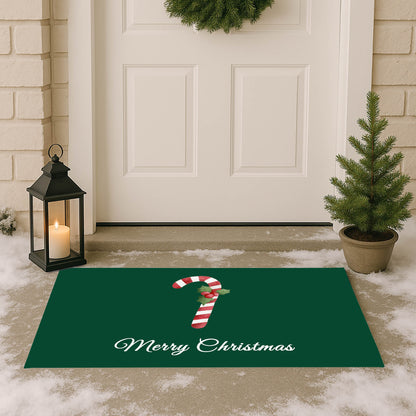 Merry Christmas Candy Cane Outdoor Door Mat