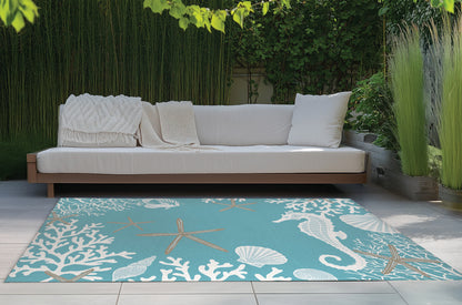 Coral & Seahorse Outdoor Rug By Christopher's Corner