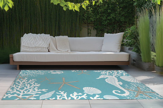 Coral & Seahorse Outdoor Rug By Christopher's Corner
