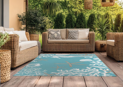 Coral & Seahorse Outdoor Rug By Christopher's Corner