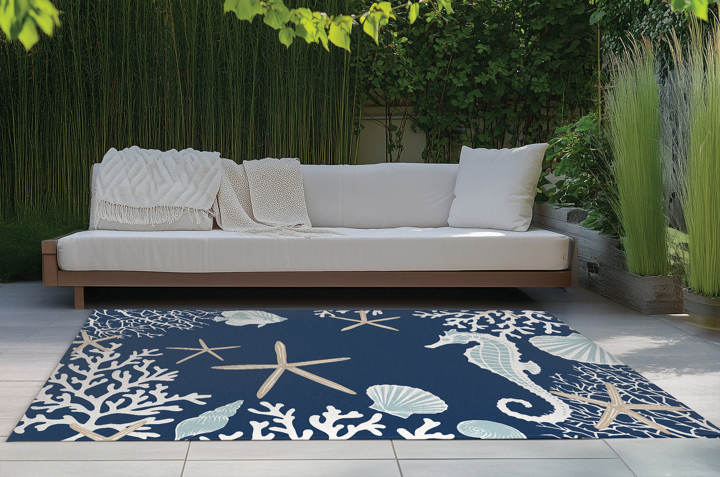 Coral & Seahorse Outdoor Rug By Christopher's Corner