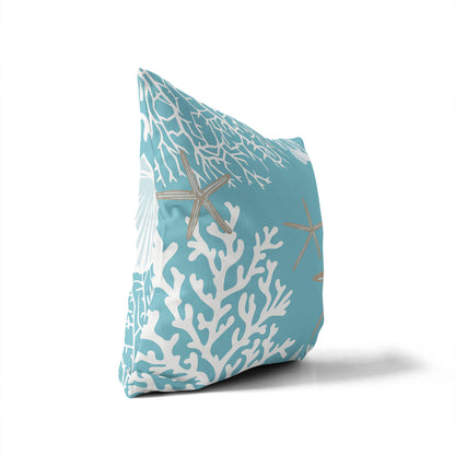 Coral & Seahorse Outdoor Pillow