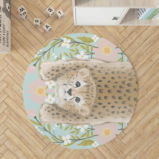 Lil Lying Leopard Flowers Kids Play Mat