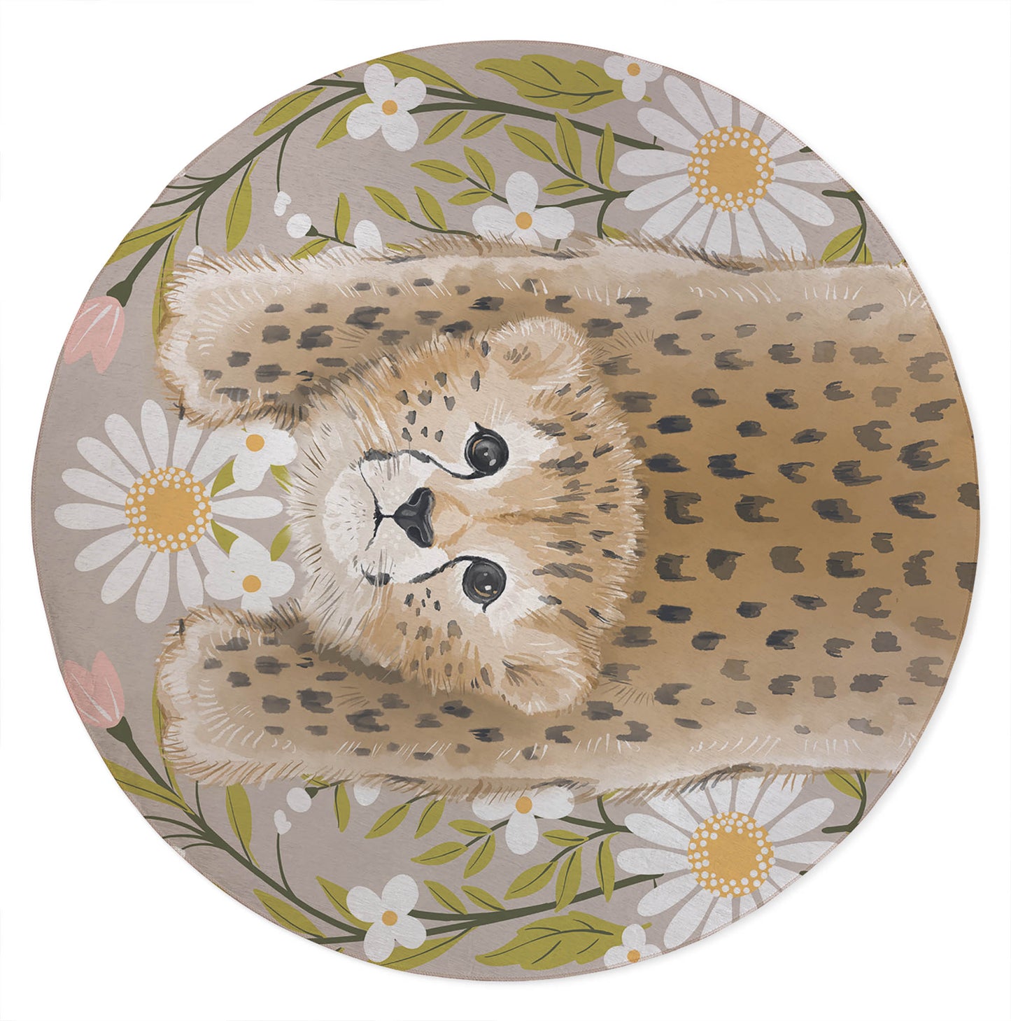 Lil Lying Leopard Flowers Kids Play Mat