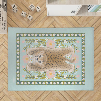 Lil Lying Leopard Flowers Kids Play Mat