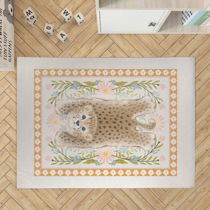 Lil Lying Leopard Flowers Kids Play Mat