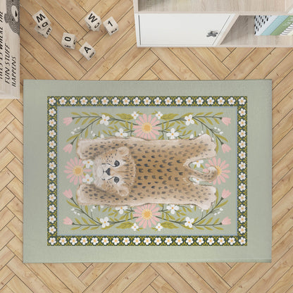 Lil Lying Leopard Flowers Kids Play Mat