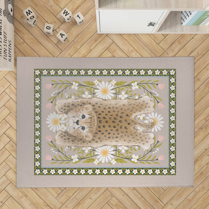 Lil Lying Leopard Flowers Kids Play Mat