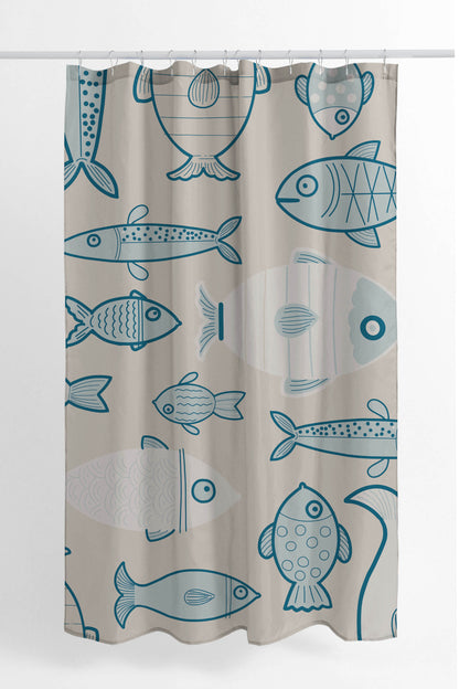 Here Fishy Fishy Fishy Shower Curtain