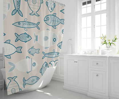 Here Fishy Fishy Fishy Shower Curtain