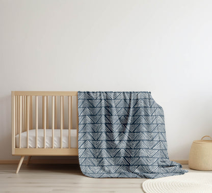 Chev Wave Stripe Velveteen Fleece Blanket