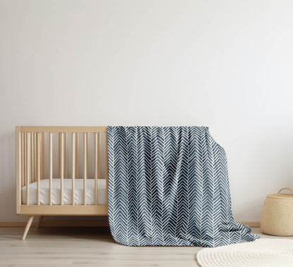 Chevron Block Velveteen Fleece Blanket