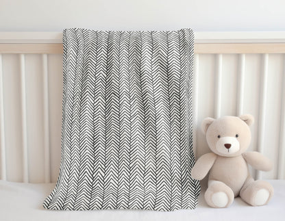 Chevron Block Velveteen Fleece Blanket