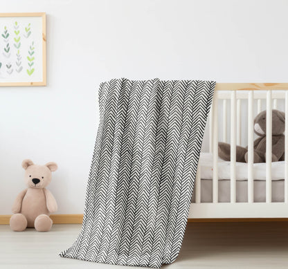 Chevron Block Velveteen Fleece Blanket