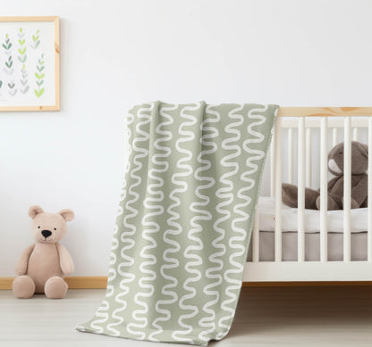 Wiggle Stripe Velveteen Fleece Blanket