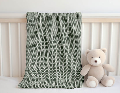 Chevron Feather Velveteen Fleece Blanket