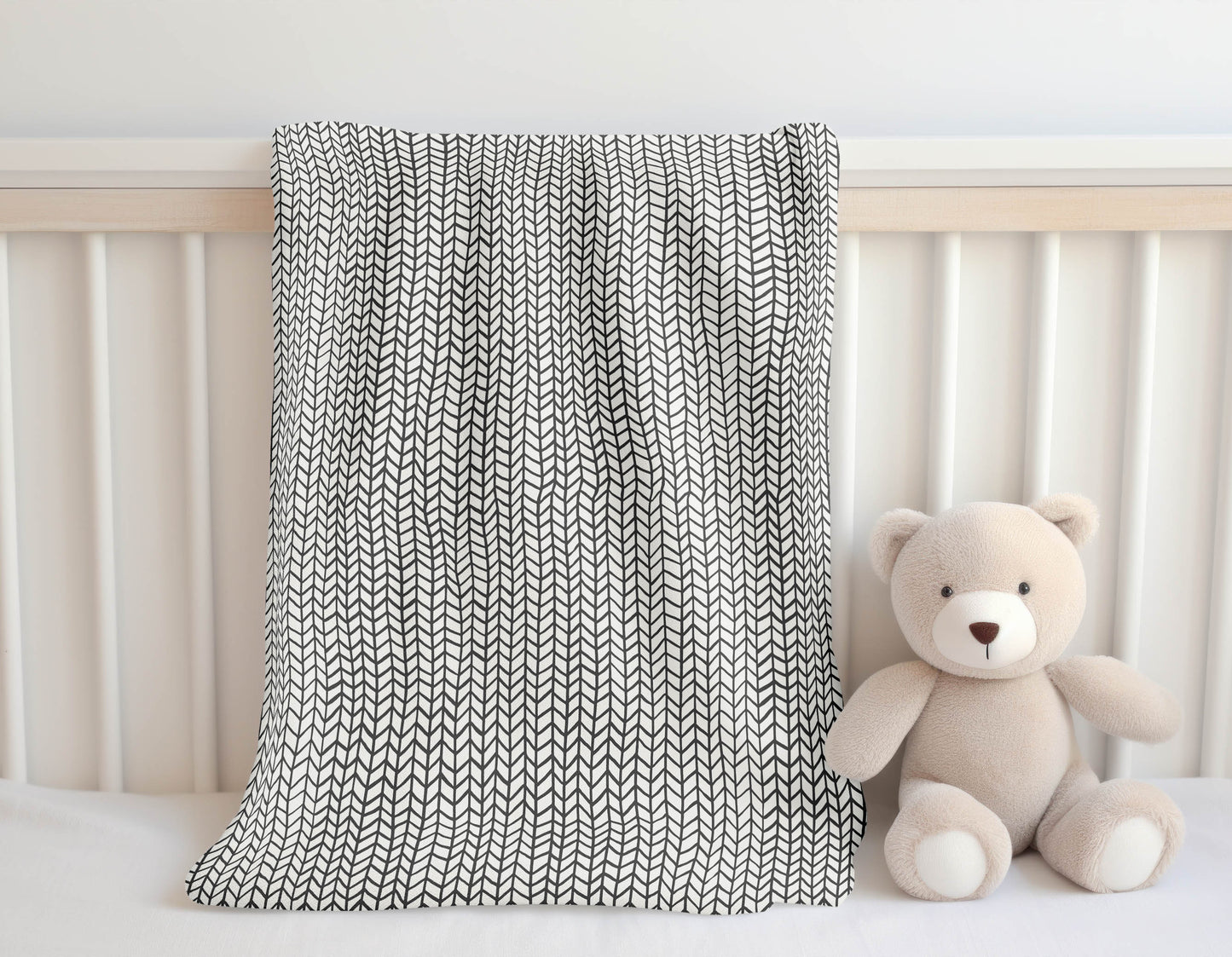 Chevron Feather Velveteen Fleece Blanket