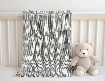 Chevron Feather Velveteen Fleece Blanket