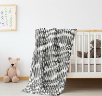 Chevron Feather Velveteen Fleece Blanket
