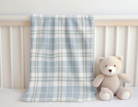 Tartan Block Velveteen Fleece Blanket