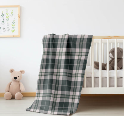 Tartan Block Velveteen Fleece Blanket