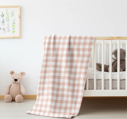 Proper Gingham Velveteen Fleece Blanket