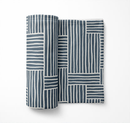 Grid Blue Velveteen Fleece Blanket