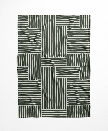 Grid Blue Velveteen Fleece Blanket