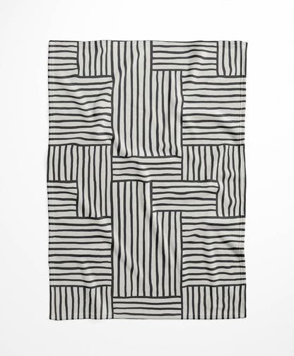 Grid Blue Velveteen Fleece Blanket