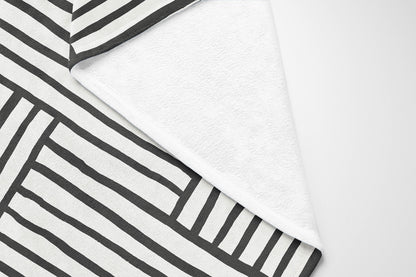 Grid Blue Velveteen Fleece Blanket