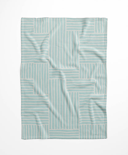 Grid Blue Velveteen Fleece Blanket
