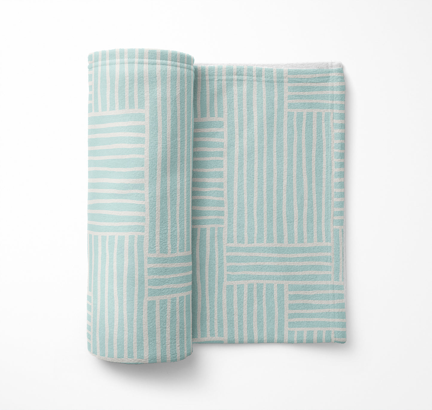Grid Blue Velveteen Fleece Blanket