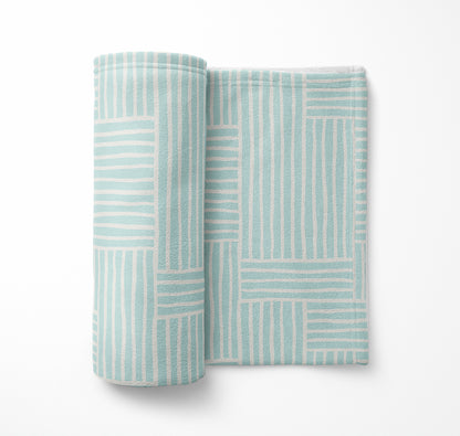 Grid Blue Velveteen Fleece Blanket