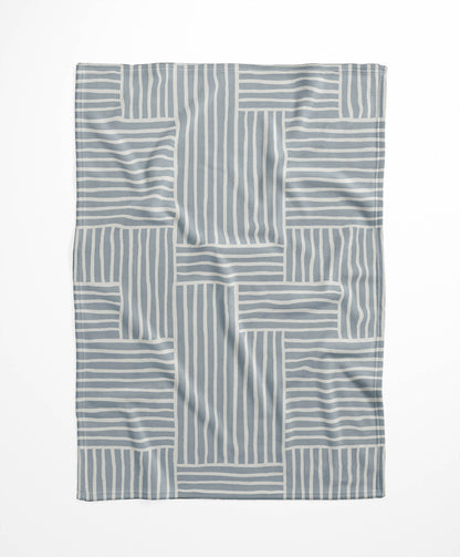 Grid Blue Velveteen Fleece Blanket