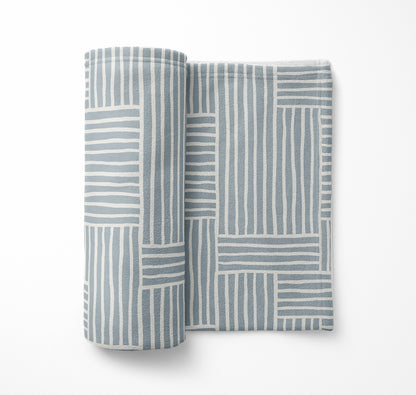 Grid Blue Velveteen Fleece Blanket