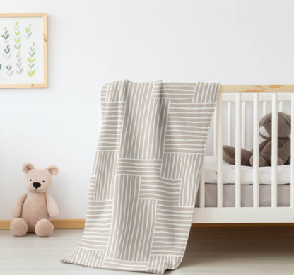 Grid Blue Velveteen Fleece Blanket