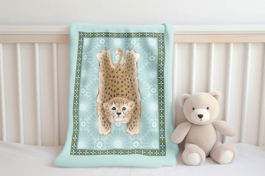 Lil Lying Leopard Tile Velveteen Fleece Blanket
